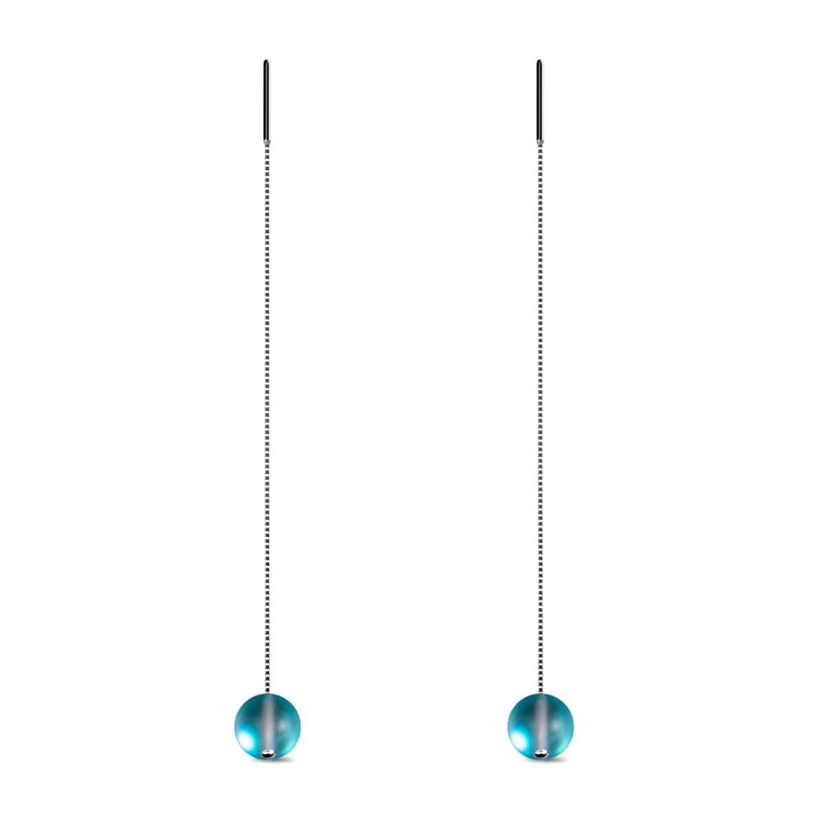 Aquamarin | 925er Sterlingsilber | Meerjungfrau-Glasketten-Tropfenfädler-Ohrringe